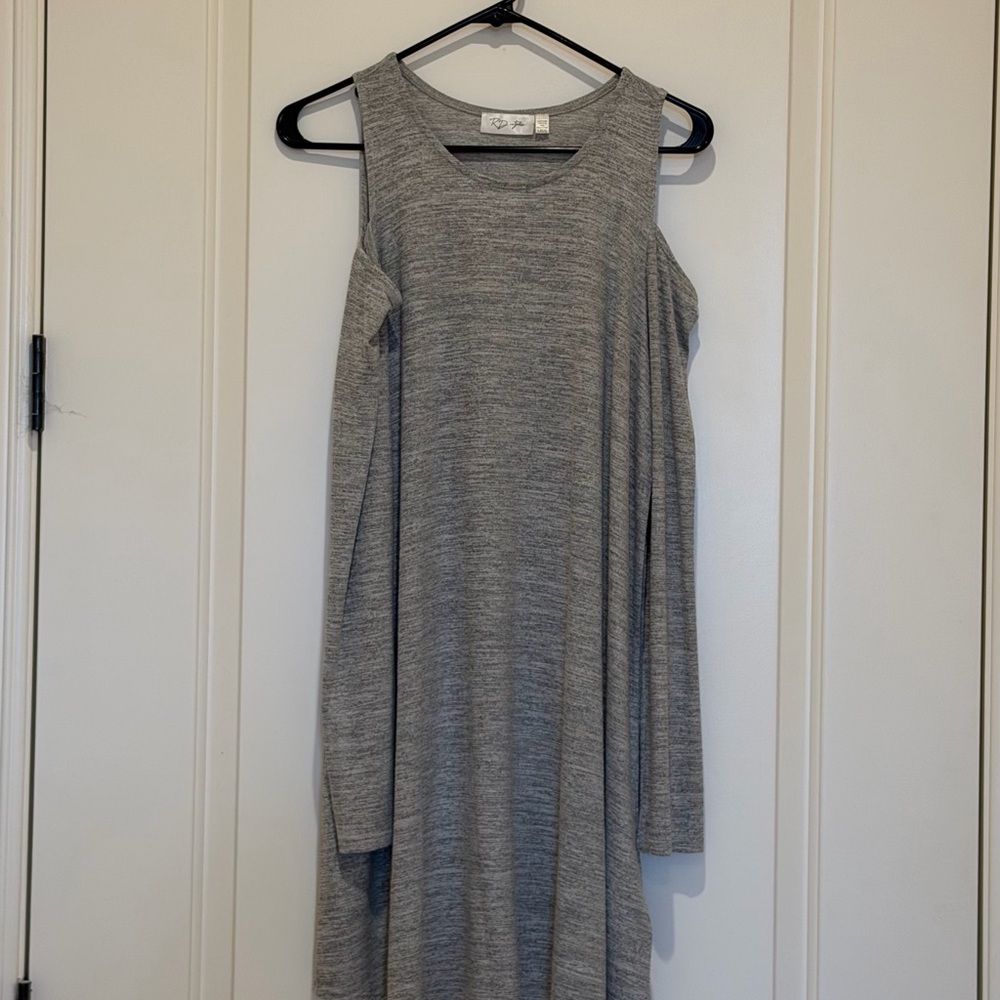 RD Style Heather Gray Cold Shoulder Dress